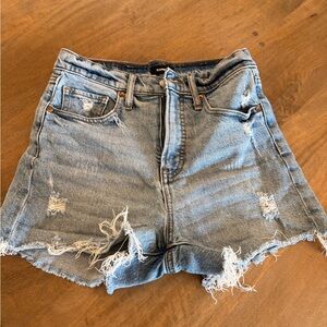 Express Light Blue Distressed Jean Shorts
